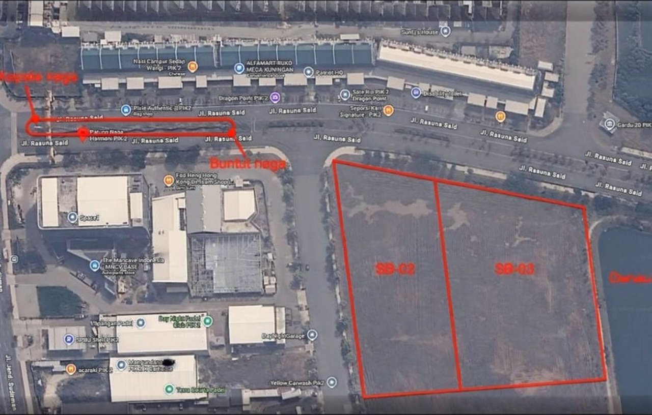 Dijual Cepat:  Tanah komersil area di Jl. Rasuna Said PIK 2 dekat patung Naga Kemakmuran